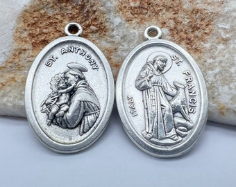 WHOLESALE 1 5 10 25 Saint St Anthony Francis Of Assisi Pendant Charm Medals Catholic Medals Lot, Catholic DIY Jewelry Bulk