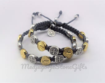 2x bracciale San Benedetto, bracciale coppie, bracciale rosario, coppie cattoliche, bracciali cattolici, bracciali santi, braccialetti di protezione