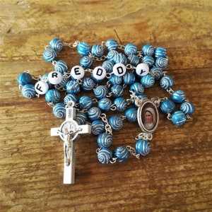 Personalized Blue Boy First Communion Rosary / Catholic Rosary / Mens Rosary / Baptism Rosary / Confirmation Rosary / Name Rosary
