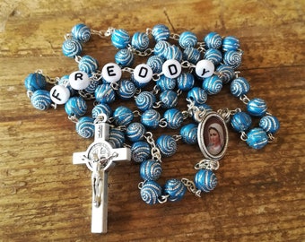 Personalized Blue Boy First Communion Rosary / Catholic Rosary / Mens Rosary / Baptism Rosary / Confirmation Rosary / Name Rosary