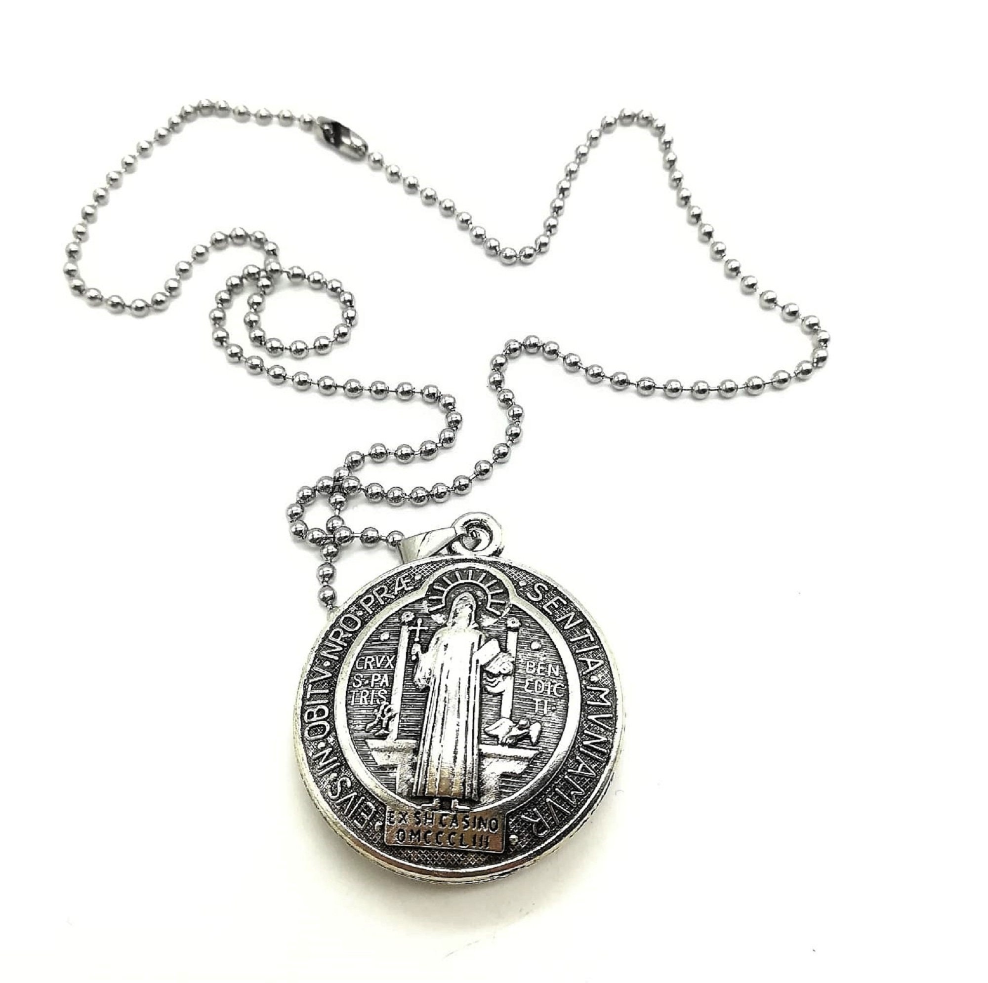 St Benedict Medal Necklace Mens Boys Catholic Protection Etsy