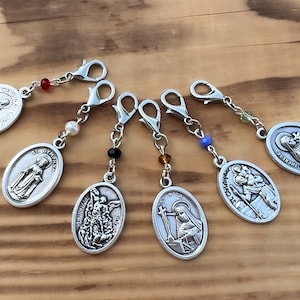 Catholic Keychain Lobster Clasp Claw Keychain Charm Saint St Michael Christopher Charbel Virgin Mary Joseph Holy Family Dymphna Anthony