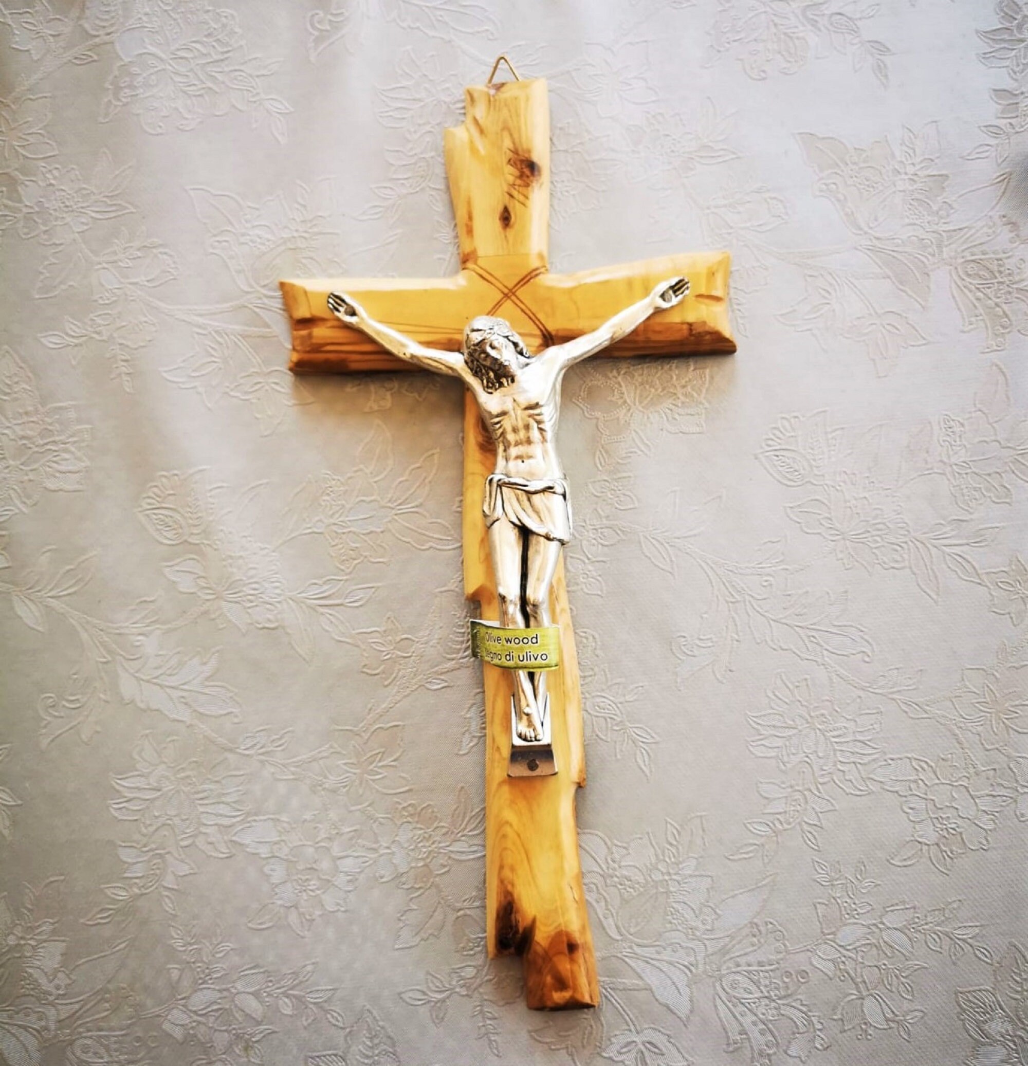 Modern Wooden Wall Cross With Jesus Crucifix Olive Wood Etsy