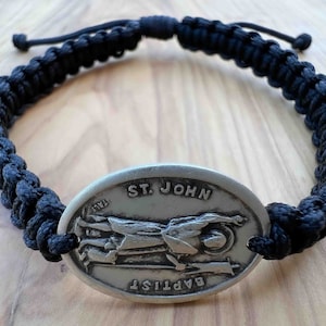 Pulsera con colgante de medalla de San Juan Bautista, regalo religioso católico, joyería para hombres, mujeres, adultos, adolescentes, niños, ella