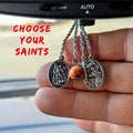 Rear View Mirror Saints And Cross Hanger - Driving Vehicle Hanging Charm - Catholic Gift Men Women - Travel Protection - Patron Saint Medals product logo