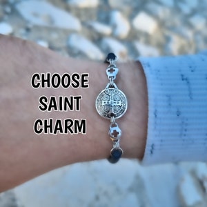 St Benedict Medal Leather Bracelet For Men or Women, Christian Jewelry, Confirmation Gift For Him Her Unisex Catholic Saints Bracelet