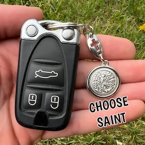 Schlüsselanhänger mit St Christopher Charm, Katholischer Schlüsselanhänger, Katholisches Autozubehör, Jungfrau Maria Schlüsselanhänger, Katholischer Anhänger, Geschenk für Fahrer