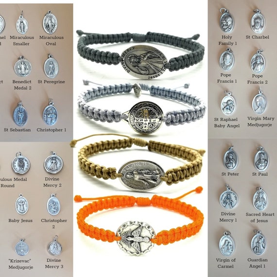 Bracelet Extensible Unisexe En Bois - Icône Religieuse Catholique - Style Épuré Et Spirituel