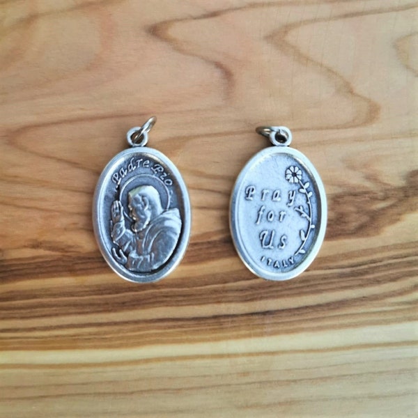 St Padre Pio Medal Pendant Bracelet or Necklace / Catholic Saint Medals / DIY Jewelry Supplies / Christian Gift / Bulk Lot Wholesale