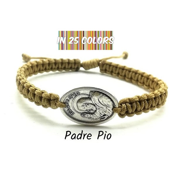 Padre Pio Bracelet, Padre Pio Medal, St Padre Pio, Catholic Bracelet, Saint Bracelet, Padre Pio Gift, Protection Bracelet, Padre Pio Charm