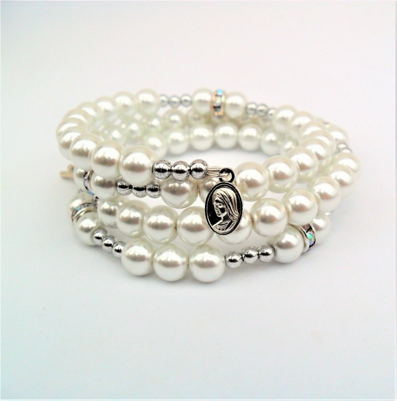 Memory Wire Rosary Bracelet Womens Catholic Bracelet Etsy UK
