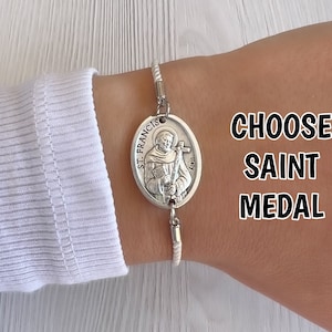 St Francis Xavier Medal Bracelet, Saint Francis Xavier Cabrini Charm Pendant, Catholic Jewelry For Men Women, Gift For Her Him Kids Grandma