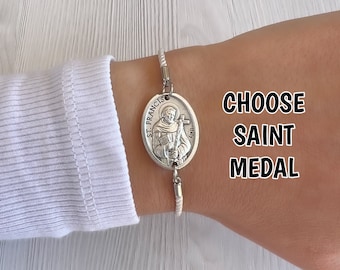 St Francis Xavier Medal Bracelet, Saint Francis Xavier Cabrini Charm Pendant, Catholic Jewelry For Men Women, Gift For Her Him Kids Grandma