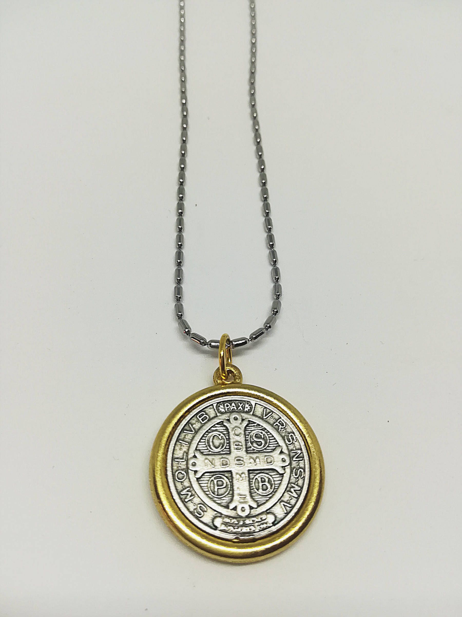 St Benedict Two Tone Medal Chain 