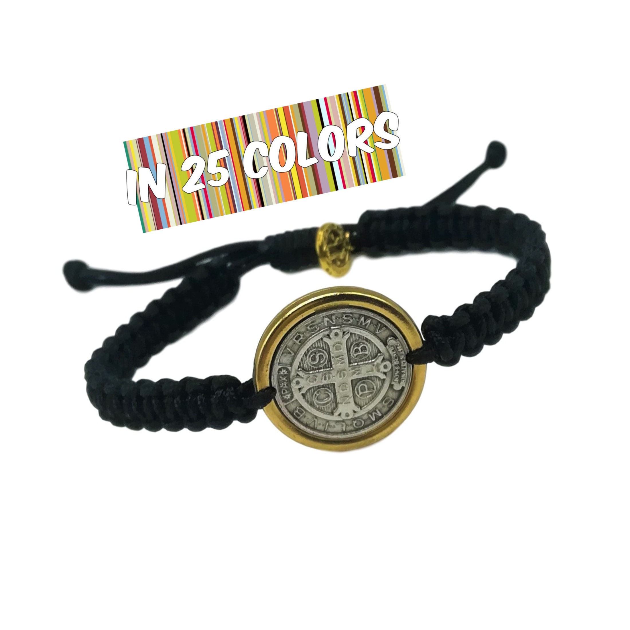 BRACELET - ST BENEDICT MEDALS - BLACK CORD – Gospa Missions