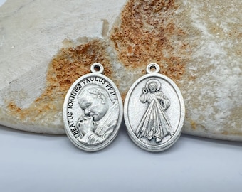 WHOLESALE 1 5 10 25 Saint St Pope John II Pendant Divine Mercy Charm Medals Catholic Medals Lot, Catholic DIY Jewelry Bulk