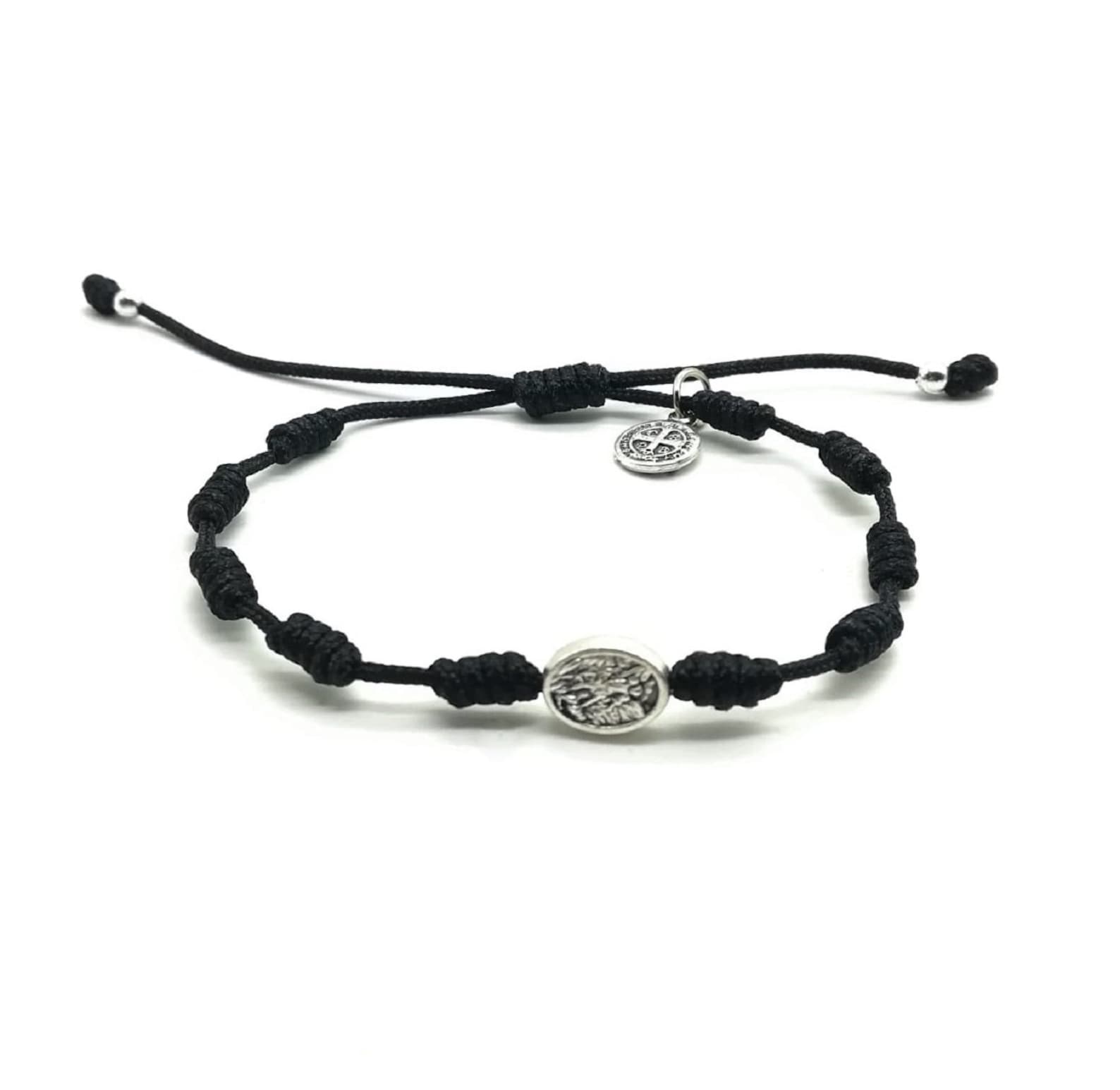 Knotted Cord Rosary Bracelet, Catholic Bracelet, St Benedict, St