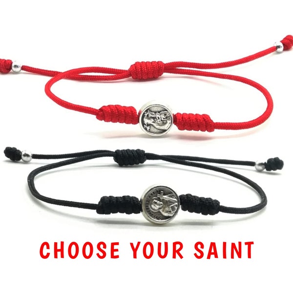 Simple saint bracelet, catholic cord bracelet, st francis, st therese, scapular, miraculous medal bracelet, christian bracelet, all saints