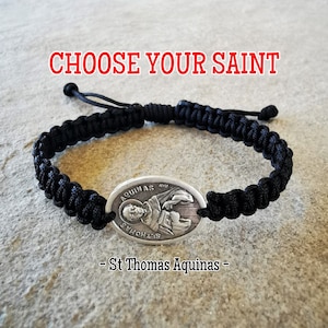 St Thomas Aquinas Bracelet, Saint Thomas Aquinas Medal Charm Pendant, Religious Gift for Men Women Kids, Gift For Students Catholics