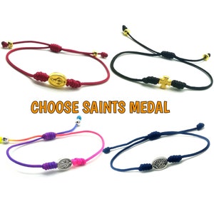 Catholic saint bracelet, simple cord bracelet, saint bracelet, st michael bracelet, st benedict, padre pio, holy spirit, miraculous medal