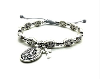 Bracciale rosario San Michele, coroncina san michele, bracciale cattolico, angelo custode, braccialetto protezione, santo patrono, regali poliziotto