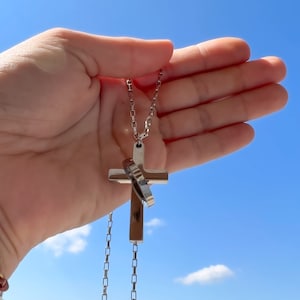 Catholic Cross Necklace Men Women, Ring With On Cross Charm, Silver Chain Necklace, Religious Gift For Women Girls, Confirmation Gifts