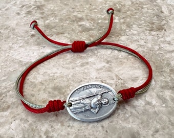 St Joan Of Arc Medal Bracelet, Patron Of Strong Women, Soldiers, Prisoners & France, French Gift, Catholic Religious Jewelry