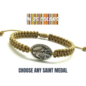 St Peregrine Bracelet, Saint Peregrine Medal, Cancer Bracelet, Healing Jewelry, Catholic Gift, Patron Saint, Cancer Gifts, Saints Bracelet