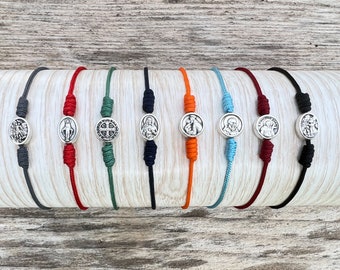 Simple Catholic Bracelet Minimalist Jewelry For Her Him Unisex Confirmation Communion Gift St Benedict Scapular Padre Pio Francis Assisi