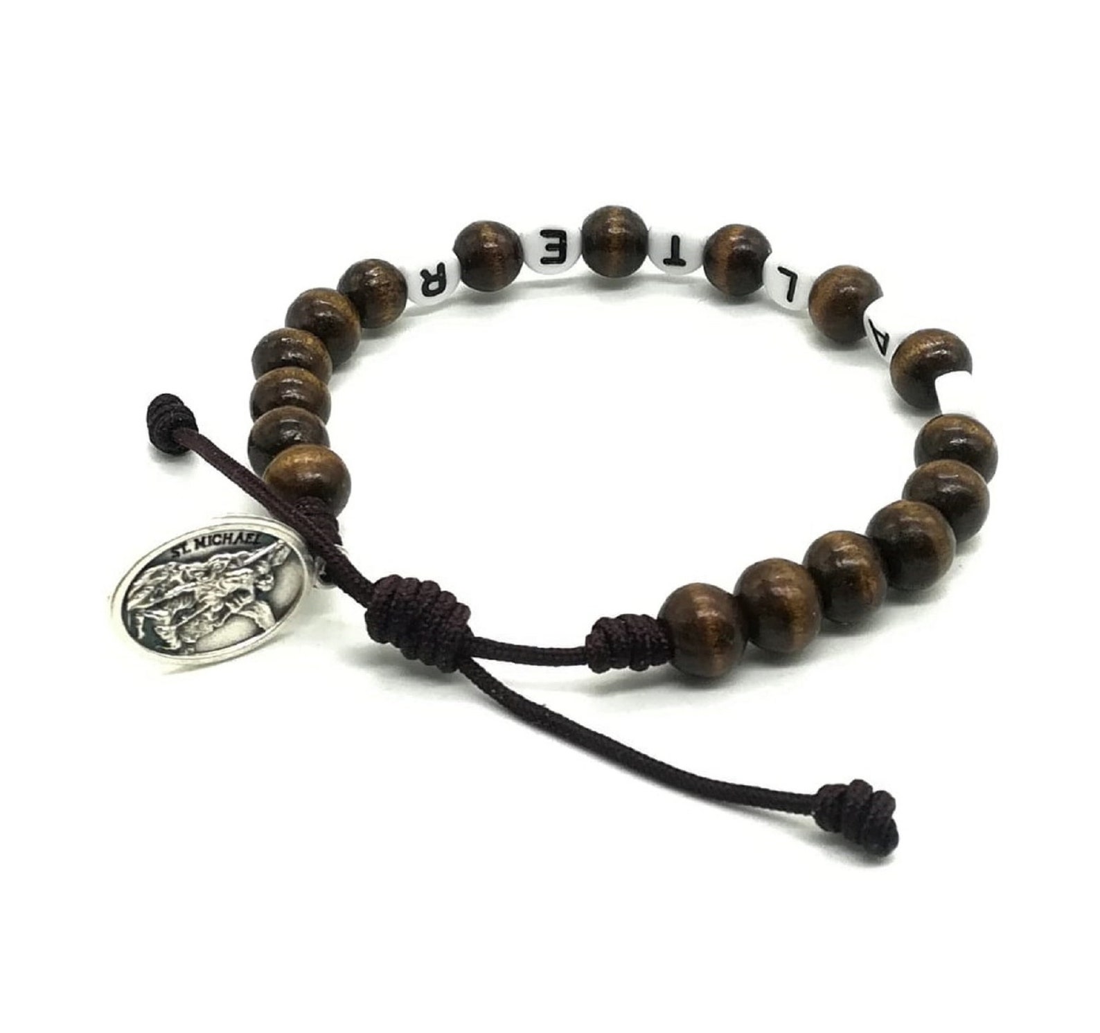 Personalized Wooden Catholic Saint Bracelet Name Bracelet Etsy