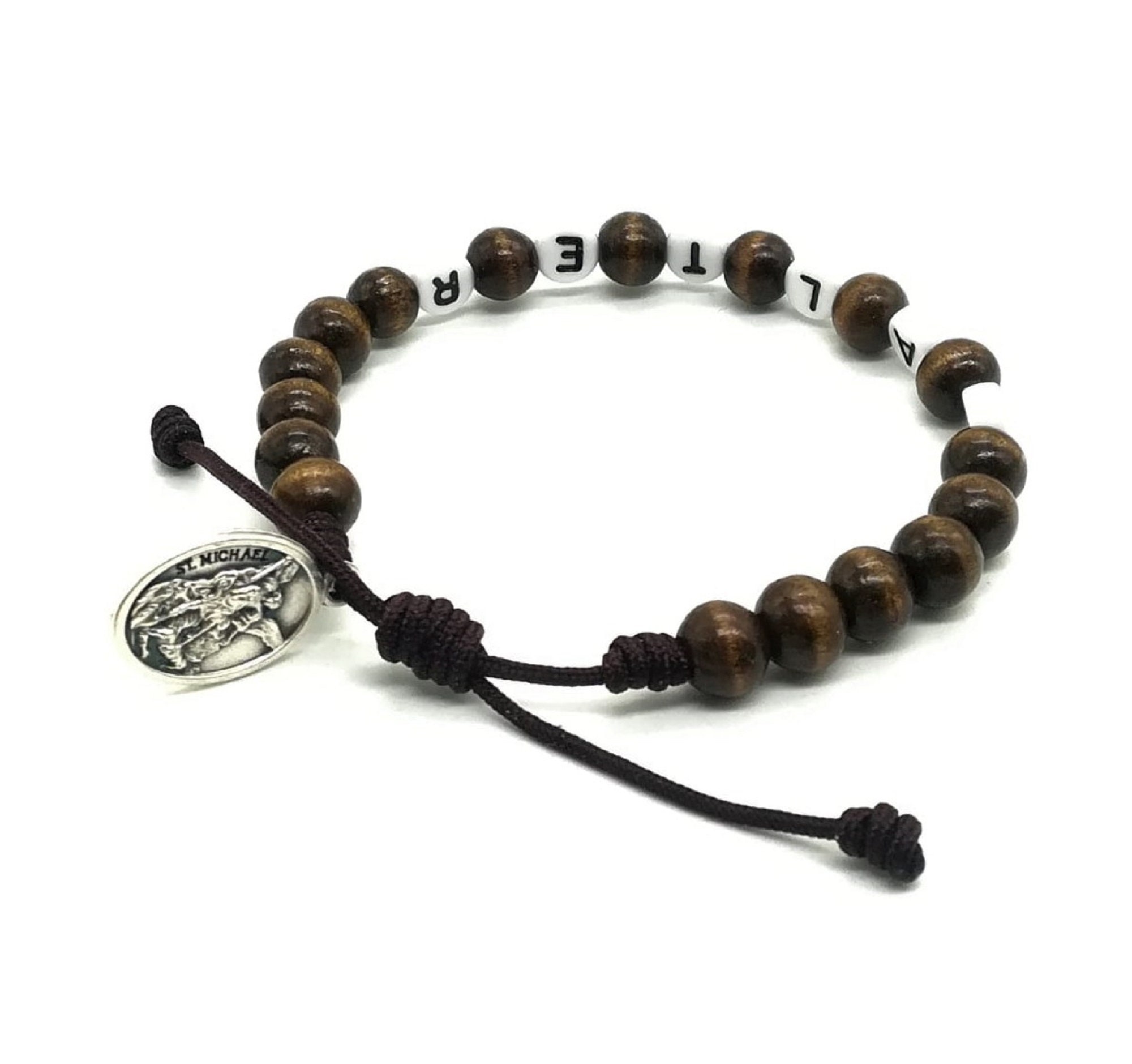 Personalized Wooden Catholic Saint Bracelet Name Bracelet Etsy