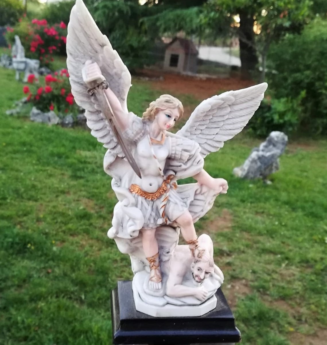 St Michael Statue 7 Inches Archangel Figurine Etsy