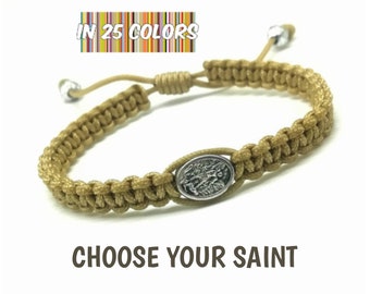 Ärkeängelarmband av Sankt Mikael, skyddsängelarmband, katolskt armband, helgonarmband, första nattvardsarmband, Sankt Mikael-medalj