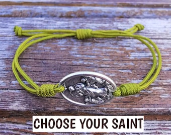 Bracciale Santo, braccialetto cattolico, Maria dei Nodi, Medaglia Santa, Santo Patrono, Sant'Antonio, San Pellegrino, San Sebastiano, braccialetto cristiano
