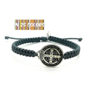Bracciale San Benedetto, Medaglione San Benedetto, bracciale benedettino, dono cattolico maschile, bracciale san benito, medaglia santa, gioielli religiosi