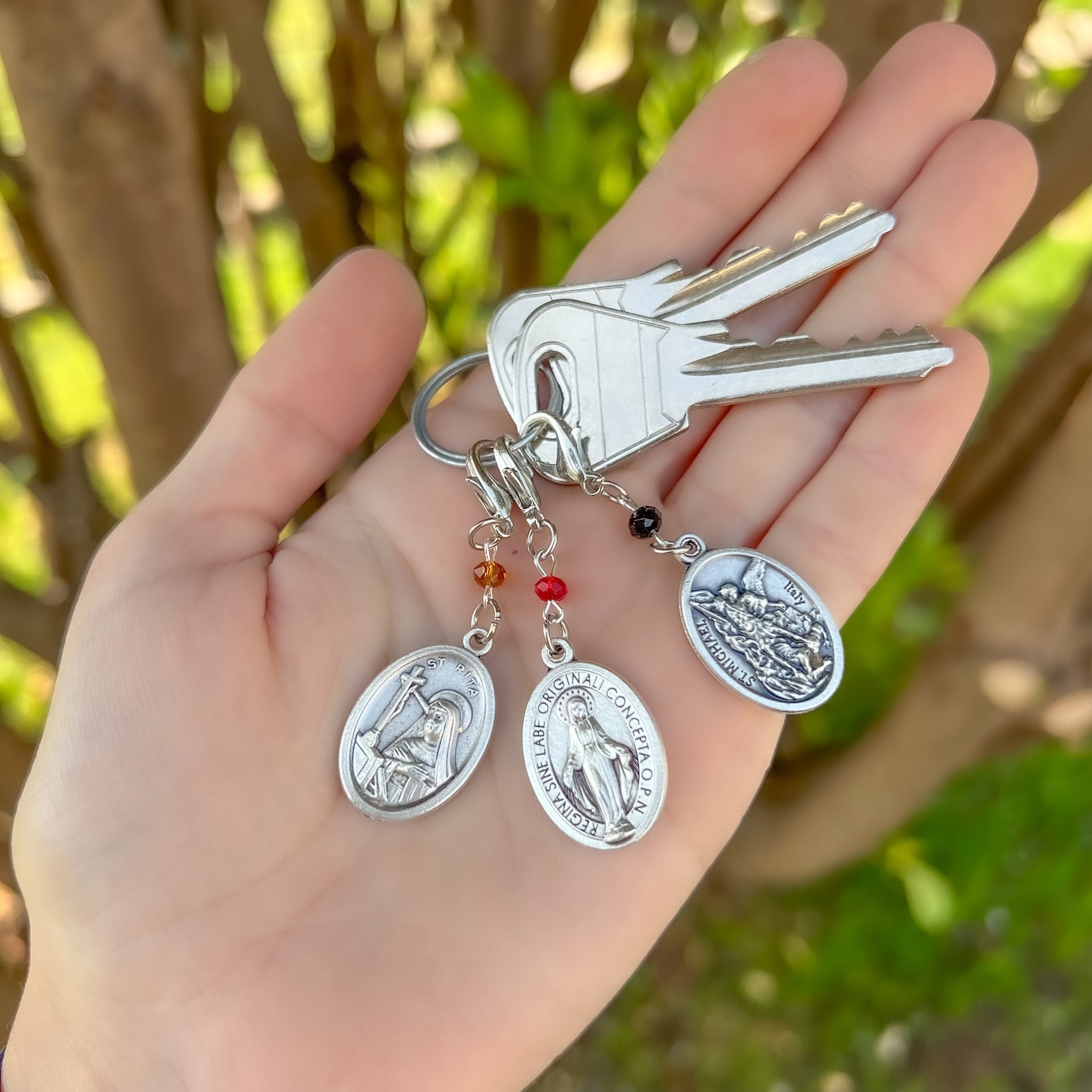 Catholic Keychain Lobster Clasp Claw Keychain Charm Saint St Etsy