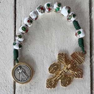 Divine Mercy Pardon Cross Crucifix Pendant One Decade Chaplet Rosary Mini Small Pocket Drivers Gift Jewelry