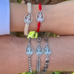 Bracelet médaille Medjugorje, Art Medjugorje, Bijoux Medjugorje, Charme pendentif Vierge Marie, Cadeaux catholiques pour hommes Femmes, Bijoux religieux