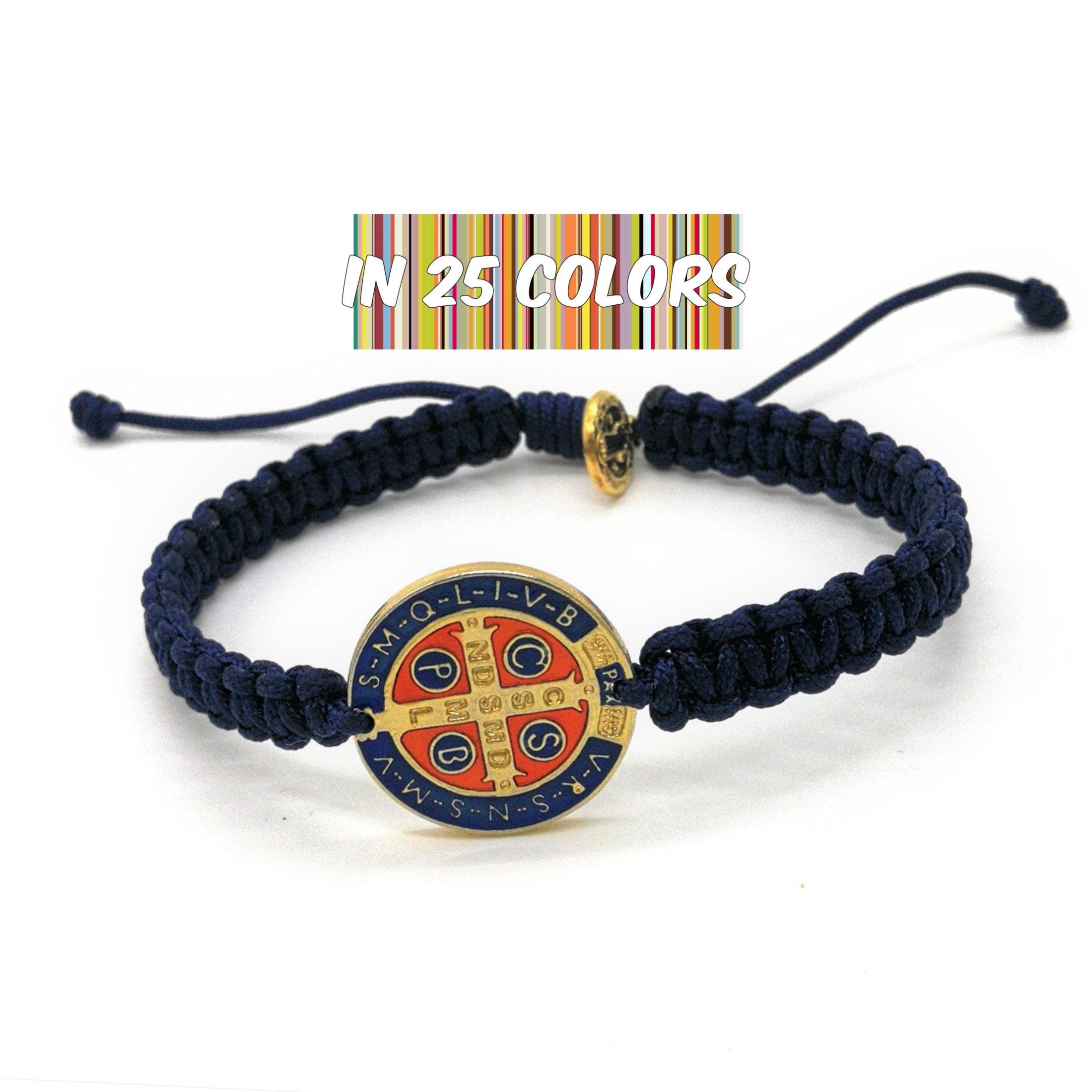 St Benedict Bracelet Gold Red Blue Color Medal Catholic Bracelet Saint Bracelet Catholic Men Gift Christian Bracelet Catholic Jewelry Etsy UK