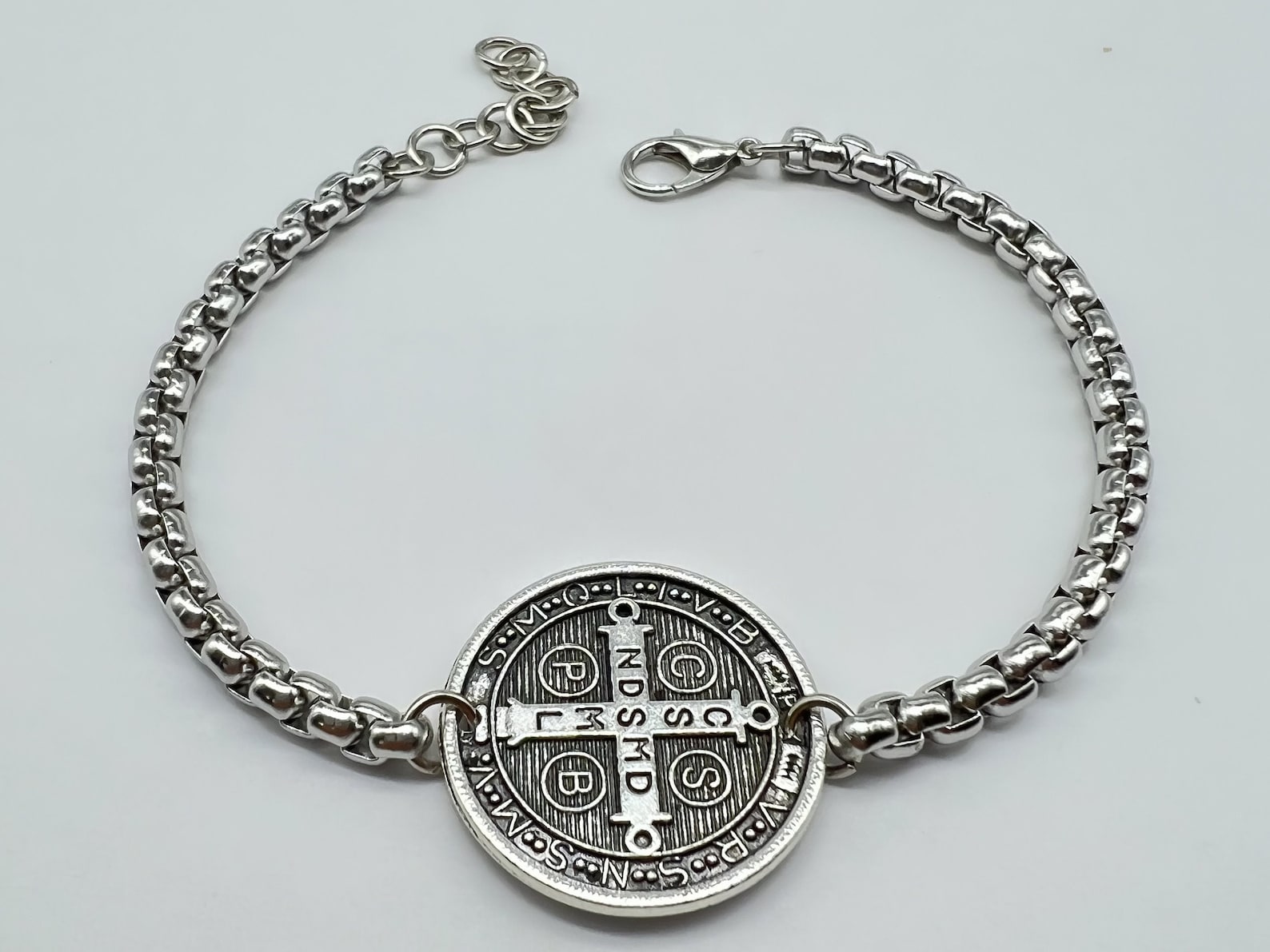 St. Benedict Catholic Bracelet - Solid Stainless Steel Plated, Adjustable, For Health & Peace 11 thumbnail image