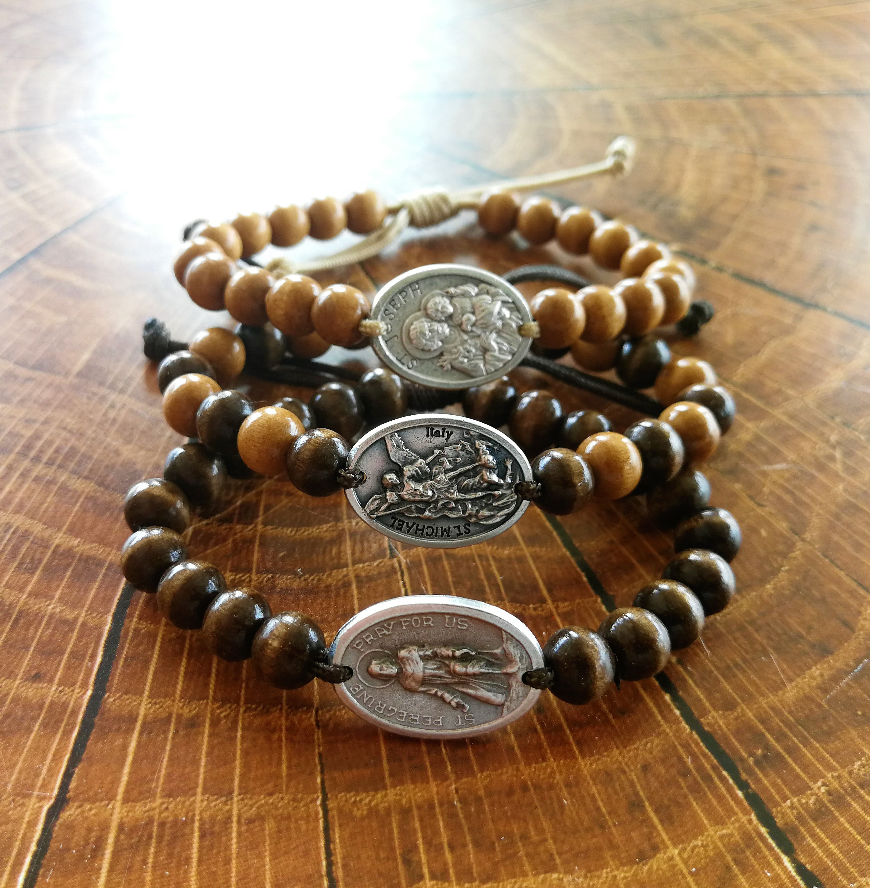 Wooden on sale religious bracelets