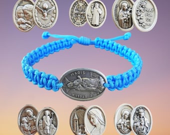 Anpassat katolskt medaljarmband, VÄLJ DITT HELGON, Sankt Gerard Dymphna Thomas Agatha George Jeanne d'Arc Maria Magdalena Rita Rafael ärkeängeln