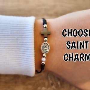 Saint Charm Bracelet, Catholic Gifts For Adults and Kids, St Michael Charm Bracelet, Tiny Bracelet Charms, Simple Bracelet For Men Women