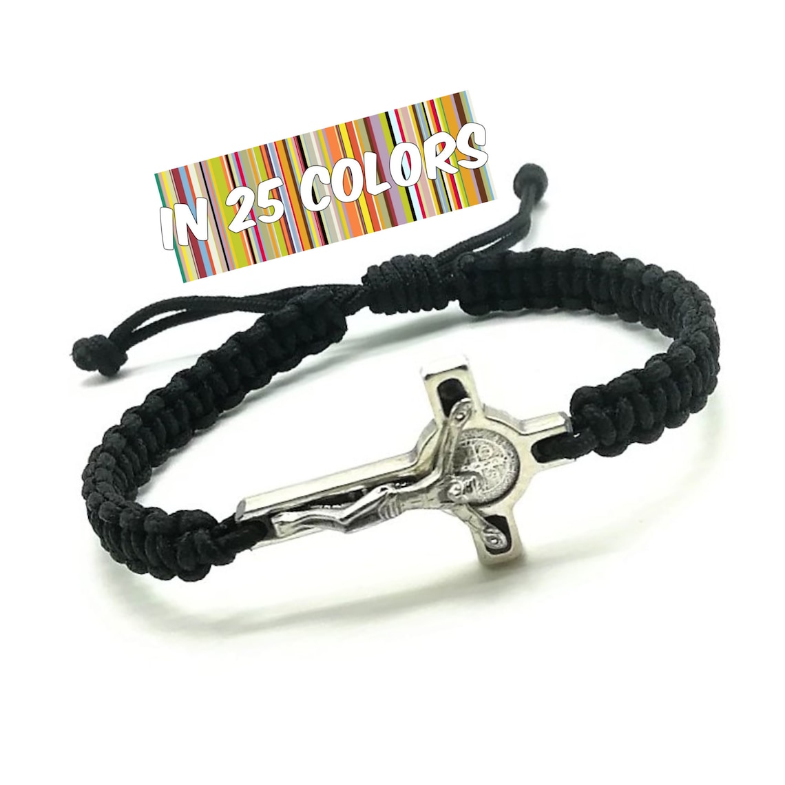 Black Cross Bracelet for Men, Groomsmen Gift, Mens Bracelet With St ...