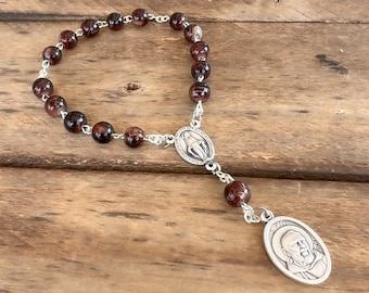 Handmade Catholic Chaplet, St Padre Pio Rosary, Saint Padre Pio Chaplet, St Pio Pendant Charm Medal, Handmade Rosary