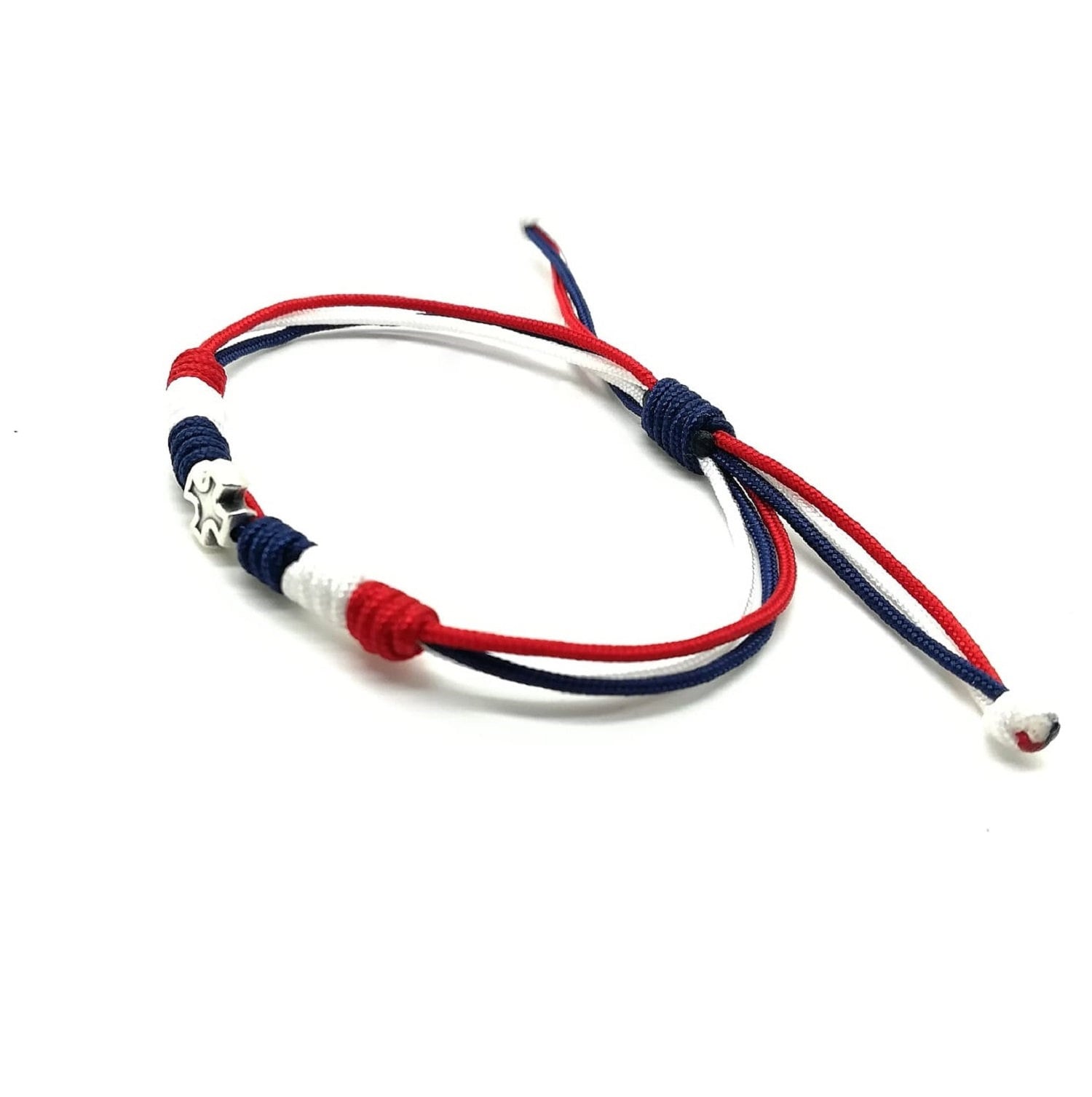 Flag Colors Cord Cross Bracelet, Patriotic Bracelet, American Bracelet, USA Bracelet, Italy Bracelet, Germany, France Flag, Sports Bracelet
