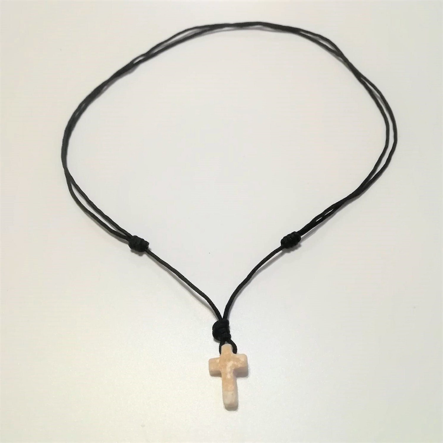 Stein Kreuz Halskette, Medjugorje Stein Halskette, katholische Kreuz Halskette, Einzigartige Kreuz Halskette, Handgefertigte Stein Halskette