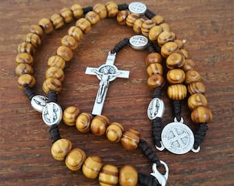 Corona Del Rosario Legno D'ulivo Tondo Su Corda - Foto 6