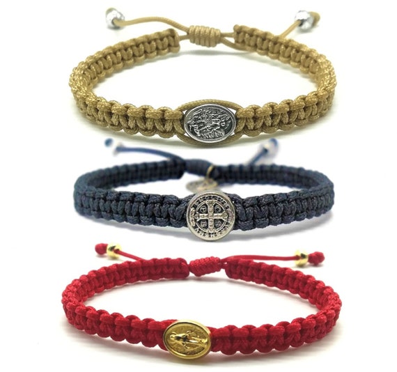 medallas de santos pulsera católica san miguel - Etsy España