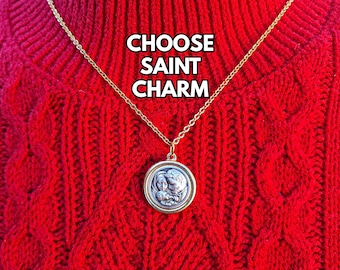 Holy Family Art, Holy Family Medal Necklace, Stainless Steel Necklace Men, Catholic Jewelry, Gift For Him, St Joseph Medal, Family Gift